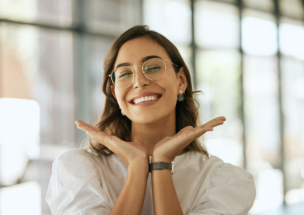 woman showing off smile